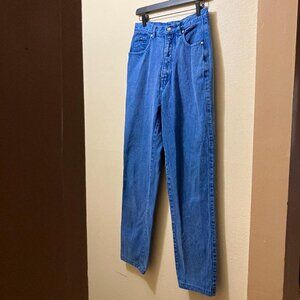 Vintage Ethics Brand Women's Bright Blue Acid Wash High Rise Jeans Size 11/12